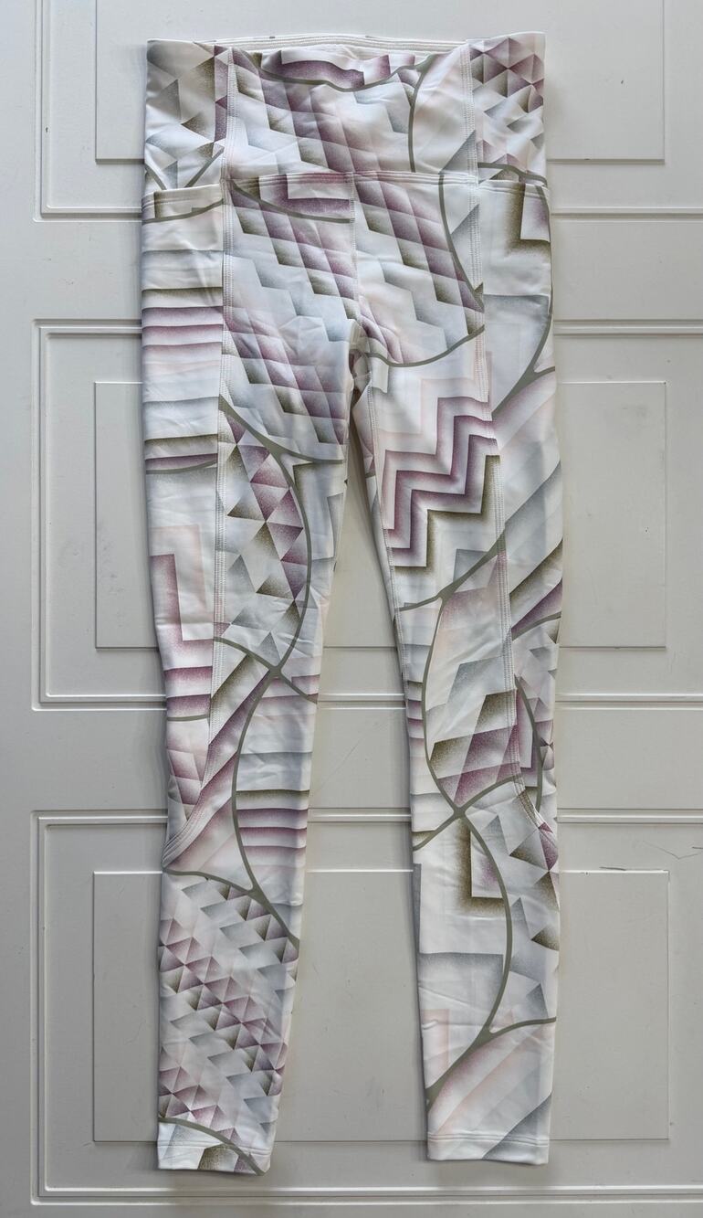 Calia NWT Womens Sz S Cold Dash White Pink Abstract High Rise Lined Leggings